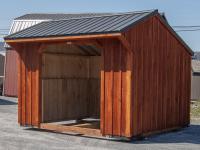 10x12 Run In Barn With Stained Board N Batten Siding and a Metal roof