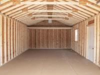 14x32 Peak Single-Car Garage With Twilight Blue Vinyl Siding, White Overhead Door, Black Shutters, and Shingle Roof